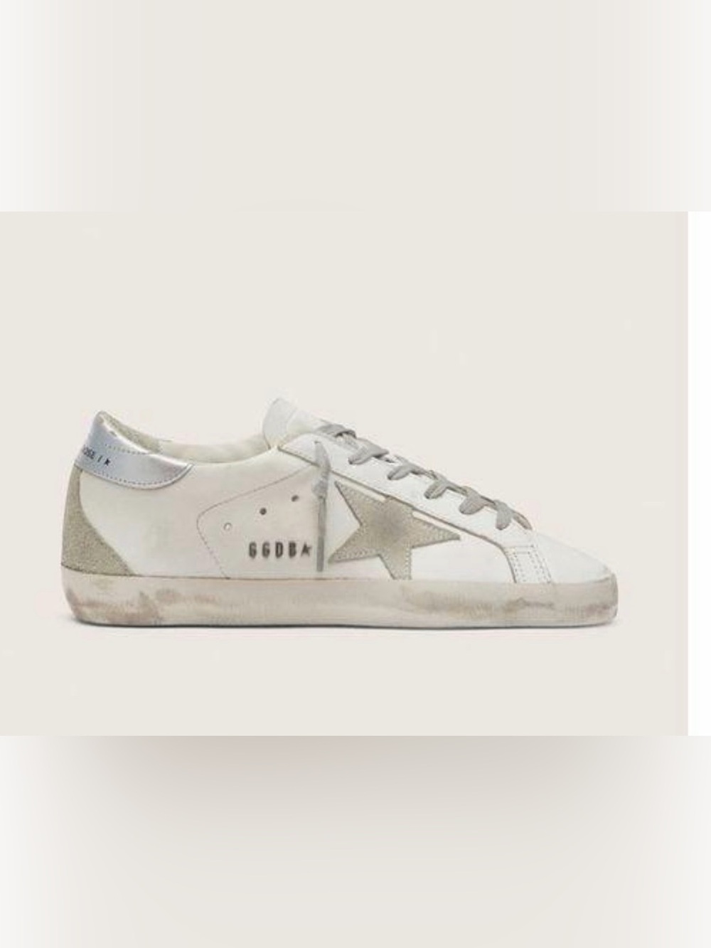 Golden Goose Super-Star White Leather Gray Suede Star Sneakers